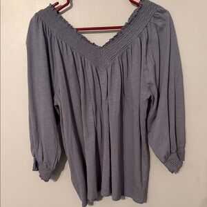 Maurices Women's Smocked V-Neck Blouse - Blue